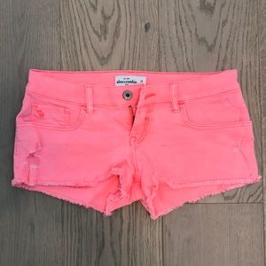 Bright Coral Jean Shorts